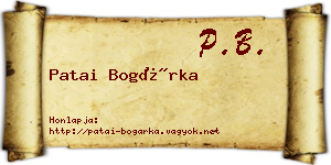 Patai Bogárka névjegykártya